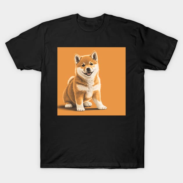 Funny and Cute Shiba Inu Dog Illustration Drawing T-Shirt by unrealartwork